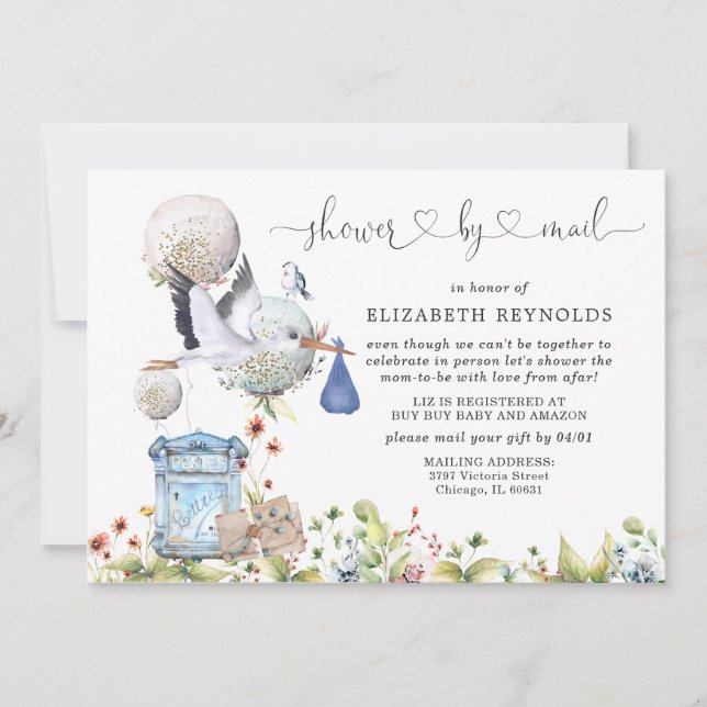Virtuell baby shower via postinbjudan inbjudningar (Framsida)