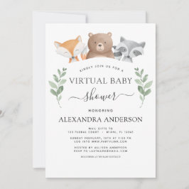 Virtuell Baby Shower Woodland Eucalyptus Greenery Inbjudningar