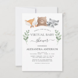 Virtuell Baby Shower Woodland Eucalyptus Greenery Inbjudningar