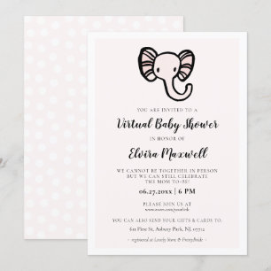 Virtuell babydusch för Cute rosa-elefant Inbjudningar
