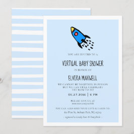 Virtuell babydusch för den blå raketen inbjudningar