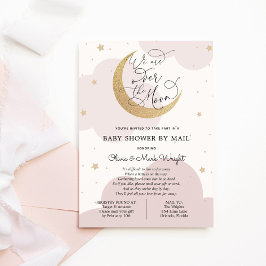 Virtuell babystölder Rosa Twinkle Star och Måne Inbjudningar