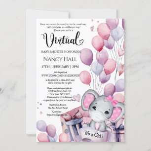 Virtuell babystötare för flickelefant Rosa Ballons Inbjudningar