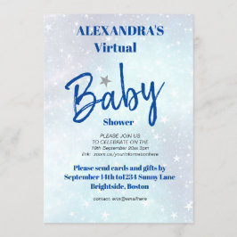 Virtuell babystövel Blått Modern Star är född Inbjudningar