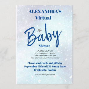 Virtuell babystövel Blått Modern Star är född Inbjudningar