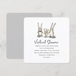 Virtuell babystövel för Cute Bunny-familjen Inbjudningar