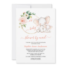 Virtuell babystövel för cute Elephant Blommigt per