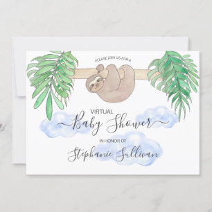 Virtuell babystövel för Cute Pojke Sloth Inbjudningar