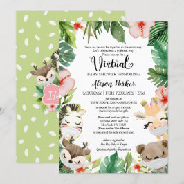 Virtuell babystövel för GIRL | Safari Friends Inbjudningar