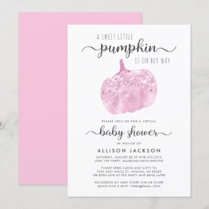 Virtuell babystövel för Rosa Glitter Gnistra Inbjudningar