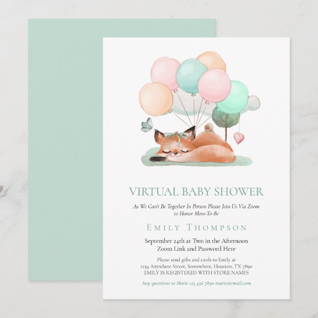 Virtuell babystövel för slamrande av  ljus inbjudningar (Fram/baksida)