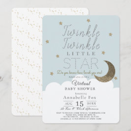 Virtuell babystövel för Twinkle Little Star Blue B Inbjudningar