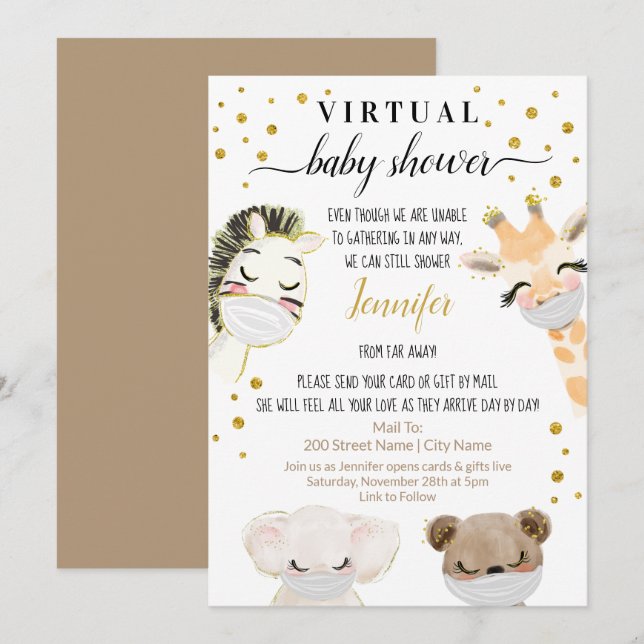 Virtuell babystövel inbjudningar (Fram/baksida)