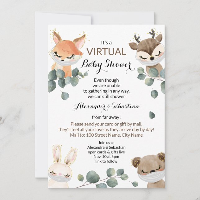 Virtuell babystövel inbjudningar (Framsida)