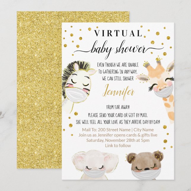 Virtuell babystövel inbjudningar (Fram/baksida)