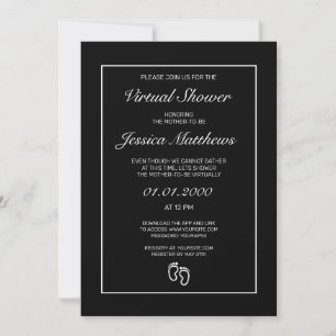Virtuell babystövel Modern Minimalist Black White Inbjudningar