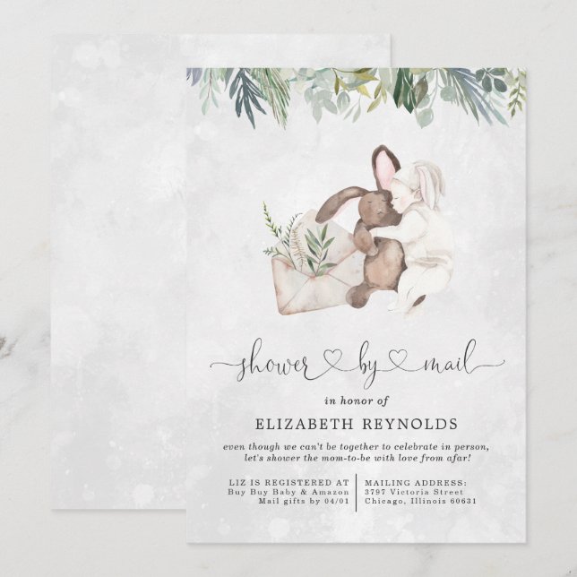 Virtuell babyvisningsprogram efter e-postinbjudan inbjudningar (Fram/baksida)