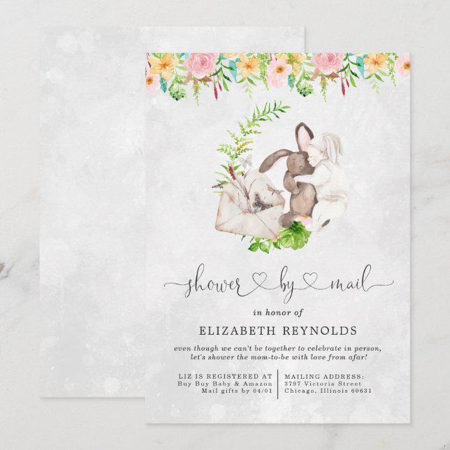 Virtuell babyvisningsprogram efter e-postinbjudan inbjudningar (Fram/baksida)