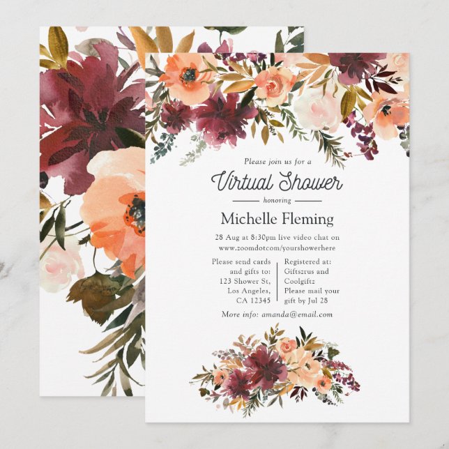 Virtuell babyvisningsprogram för banans vattenfärg inbjudningar (Fram/baksida)