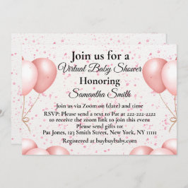 Virtuell babyvisningsprogram för rosa ballonger inbjudningar