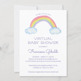 Virtuell babyvisningsprogram för vattenfärgsregnbå inbjudningar