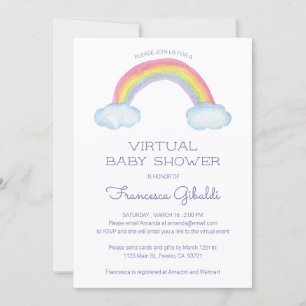 Virtuell babyvisningsprogram för vattenfärgsregnbå inbjudningar