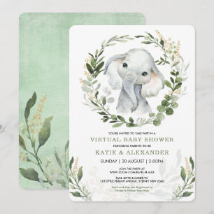 Virtuell babyvisningsprogram per post Greenery E Inbjudningar