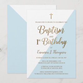 Virtuell baptism med blå Anpassningsbar och första Inbjudningar