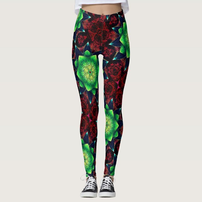 Virtuell blomma, i korall leggings (Framsida)