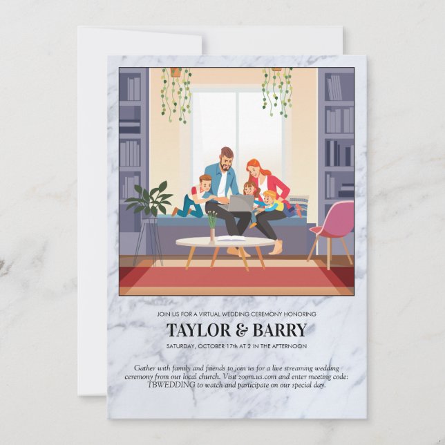 Virtuell bröllopsfest i marmor - inbjudan (Framsida)