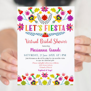 Virtuell bröllopsfest med blomsterfiesta inbjudningar