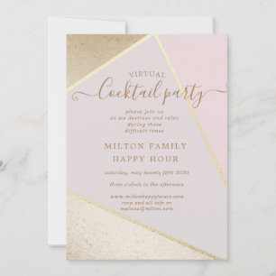 virtuell cocktail av guld och glitter inbjudningar