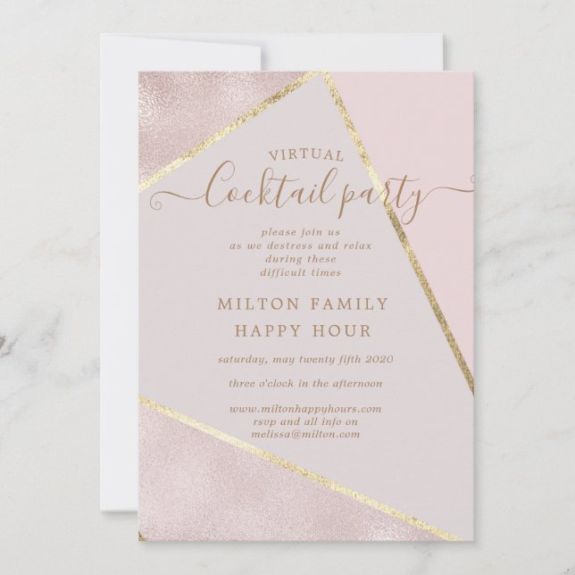 virtuell cocktail av guld och glitter inbjudningar (Framsida)