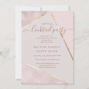 virtuell cocktail av guld och glitter inbjudningar