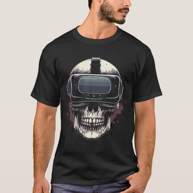 Virtuell död: Skull i VR Reality T Shirt (Framsida)