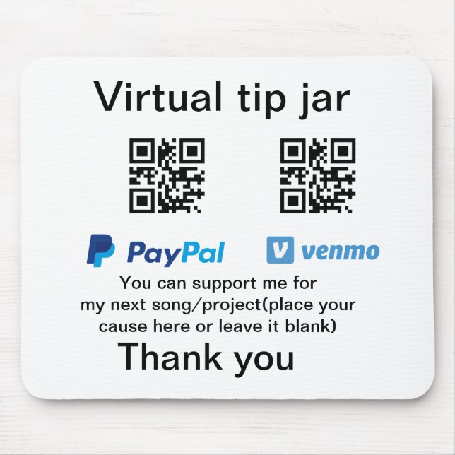 Virtuell dricksa koder pengar donation PayPal ven Musmatta (Framsidan)