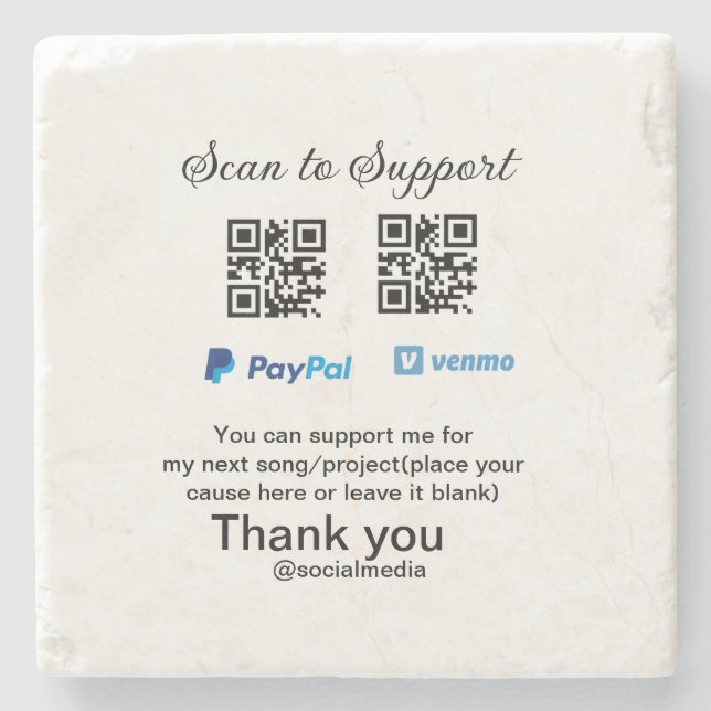 Virtuell dricksa koder pengar donation PayPal ven Stenunderlägg (Framsidan)