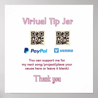 Virtuell dricksa QR-kod pengadonation PayPal ven Poster