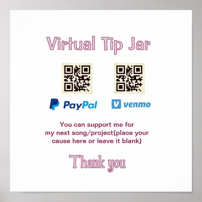 Virtuell dricksa QR-kod pengadonation PayPal ven Poster (Framsidan)