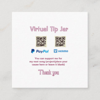 Virtuell dricksa QR-kod pengadonation PayPal ven Tilläggskort