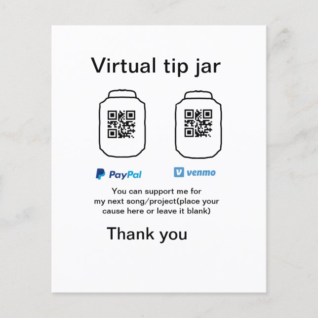 Virtuell dricksburk QR-kod pengadonation PayPal ve (Framsida)