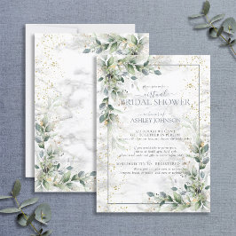 Virtuell dusch för Dusty Botanical Greenery Guld Inbjudningar