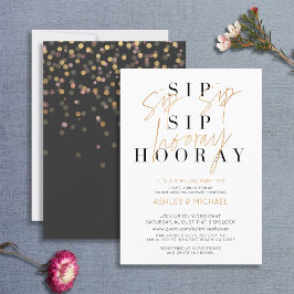 Virtuell dusch för Sip Hooray Simple Black Guld Inbjudningar