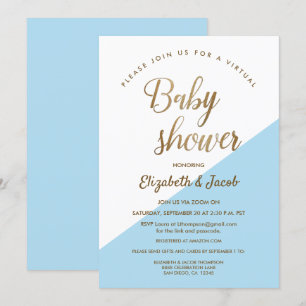 Virtuell Dusty Blue Modern Baby Shower Inbjudningar