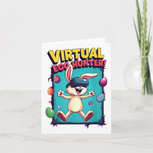 Virtuell Egg Hunter - Funny Gamer Bunny Vr _ Påsk Kort (Framsida)