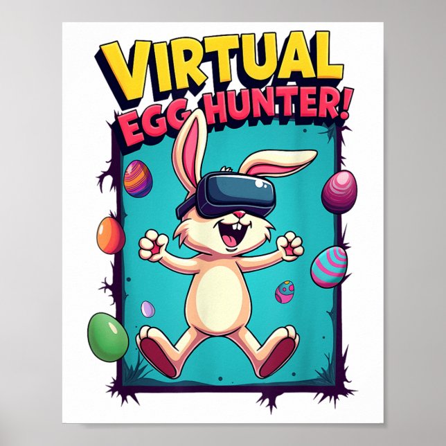 Virtuell Egg Hunter - Funny Gamer Bunny Vr _ Påsk Poster (Framsidan)