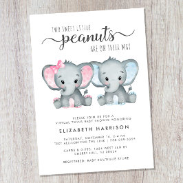 Virtuell elefant Twin Girl Boy Shower Inbjudningar
