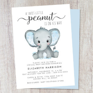 Virtuell Elephant Pojke Shower Inbjudningar