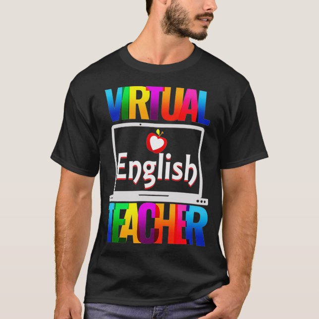 Virtuell engelsk lärare Funny Back to school T Shirt (Framsida)