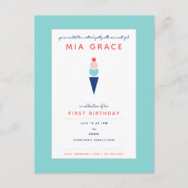 Virtuell Födelsedagsglass Modern Barnkalas Aqua Vykort